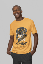 Fly high yellow printed T-shirts