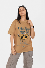 Life Beige oversized T-shirts