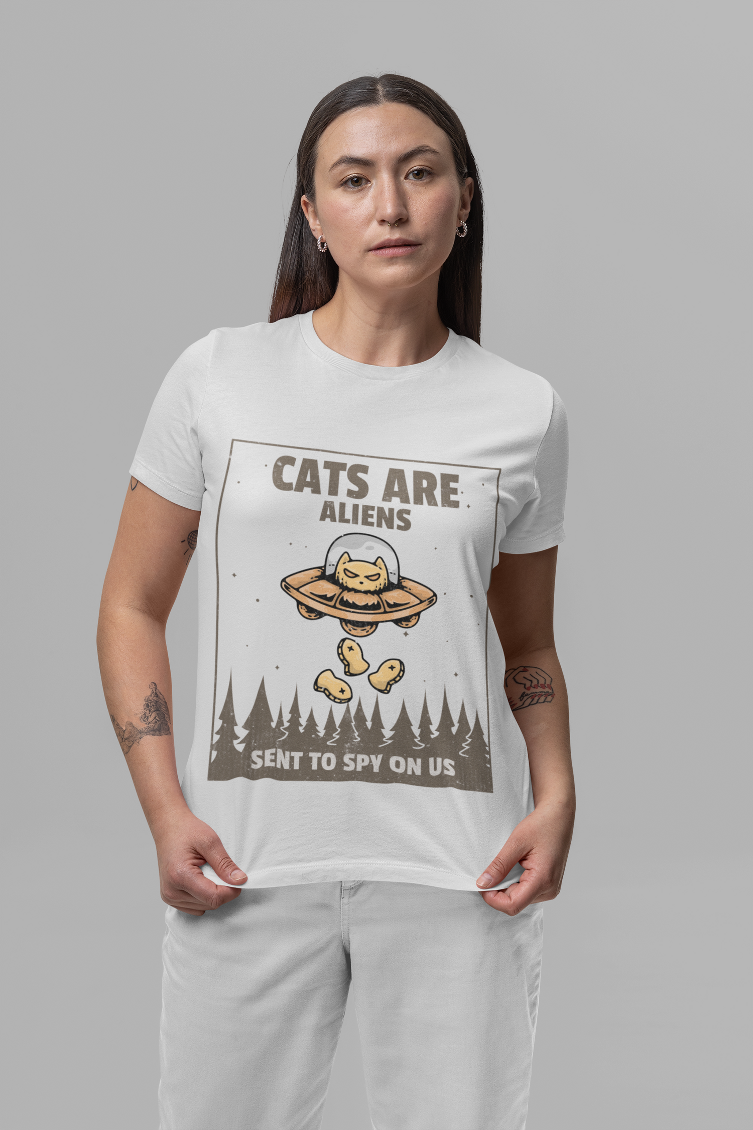 Cats White printed T-shirts
