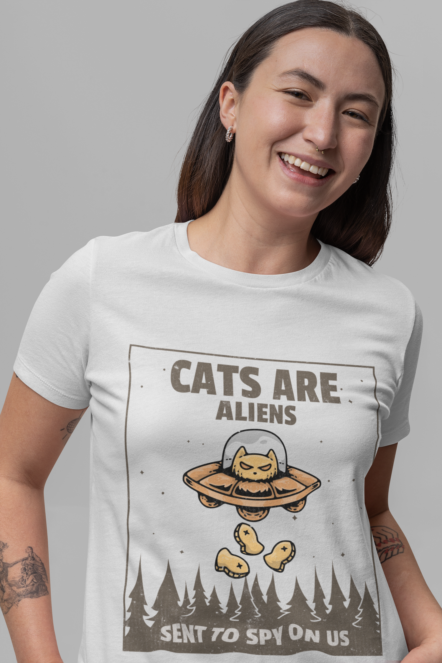 Cats White printed T-shirts