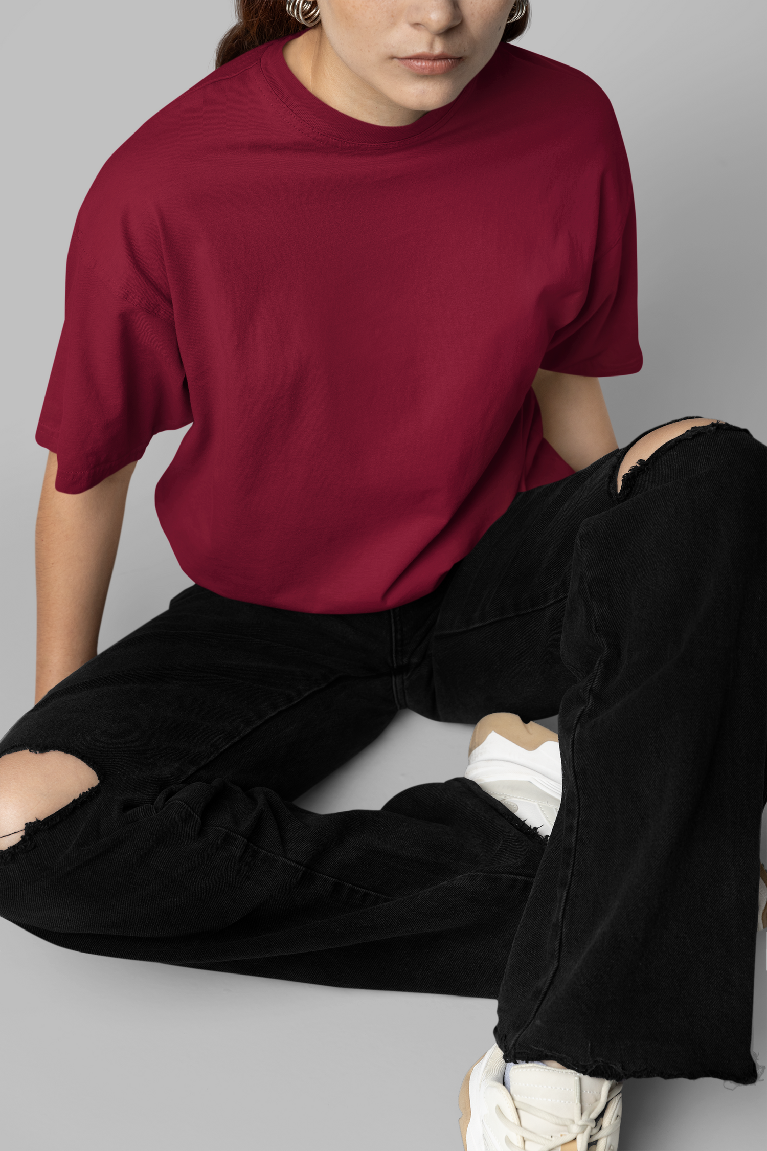 Women's Maroon Oversized T-shirt