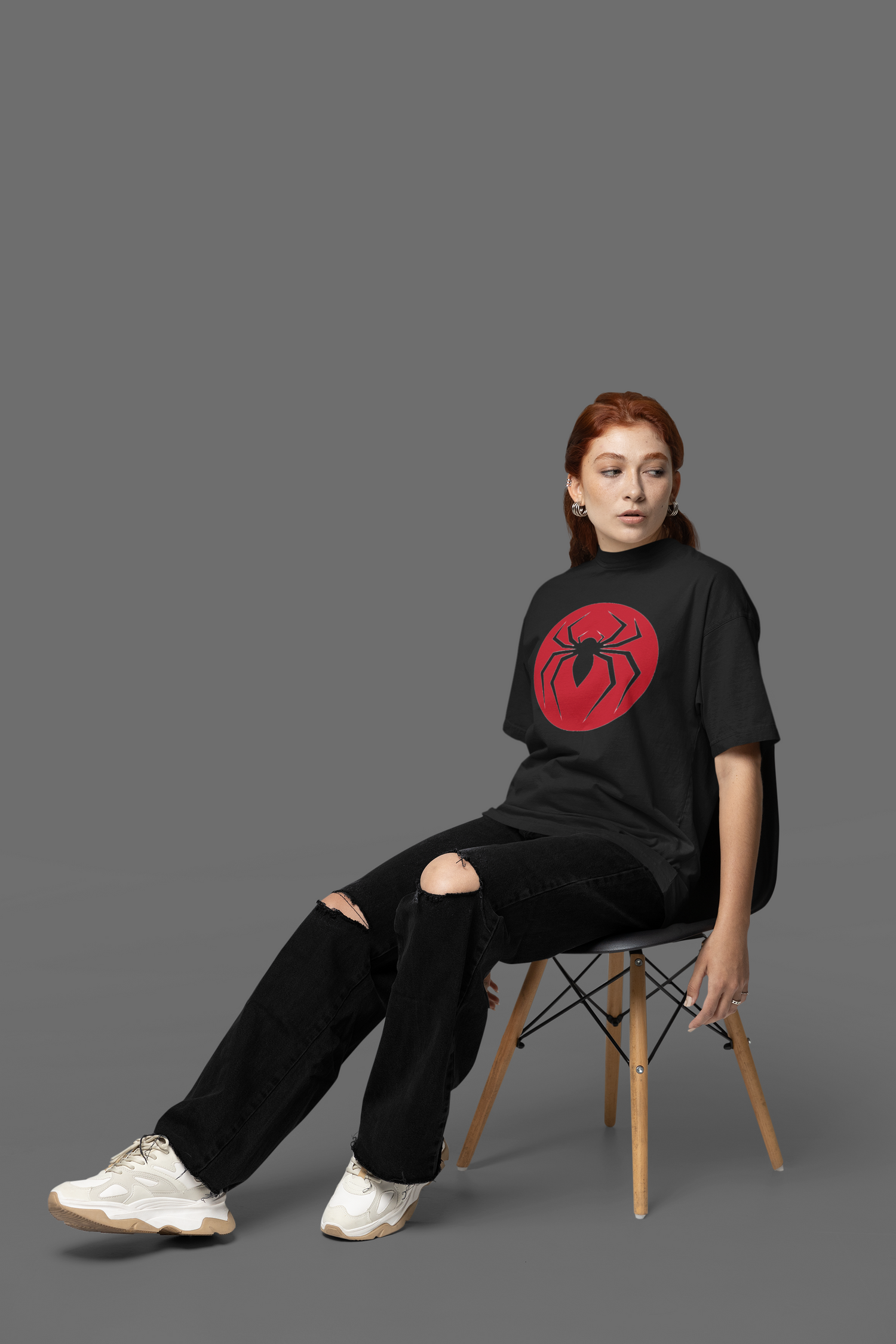 spider Black oversized T-shirts