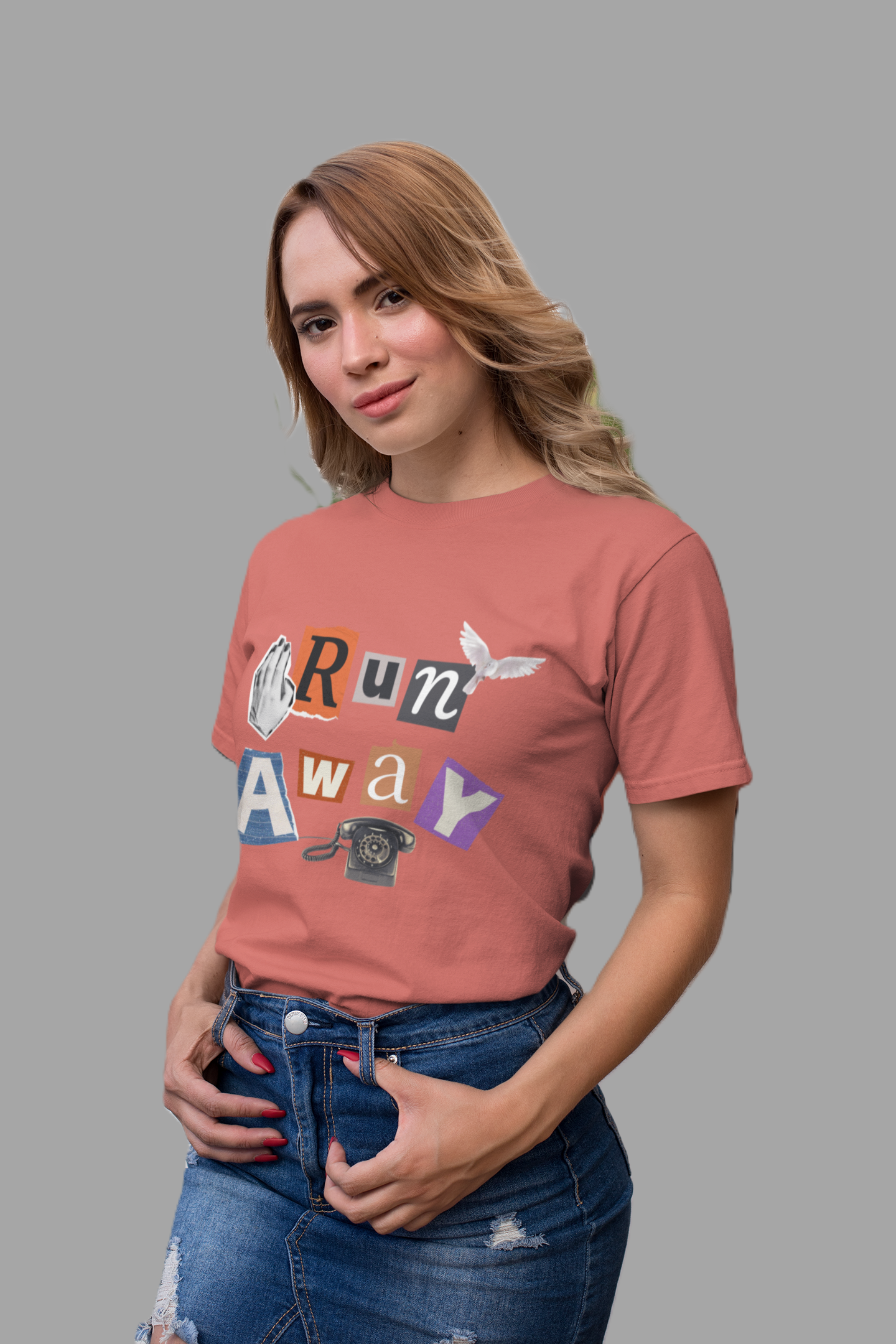 Run pink printed T-shirts