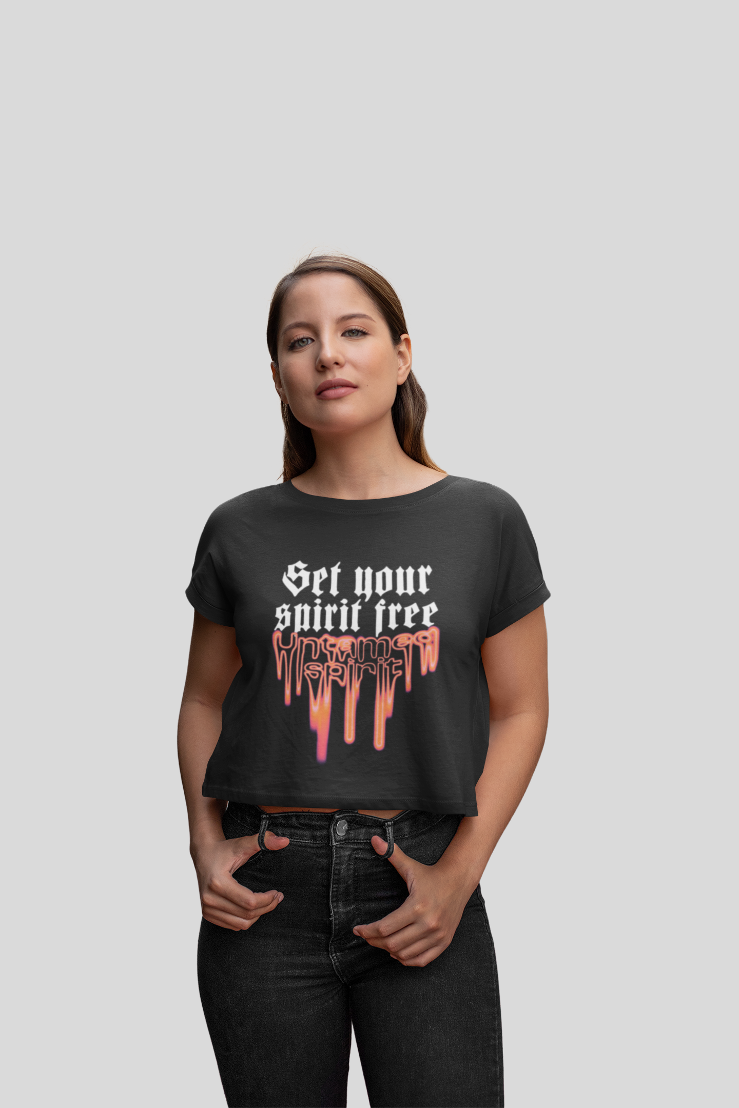 Spirit Black Cropped Tops