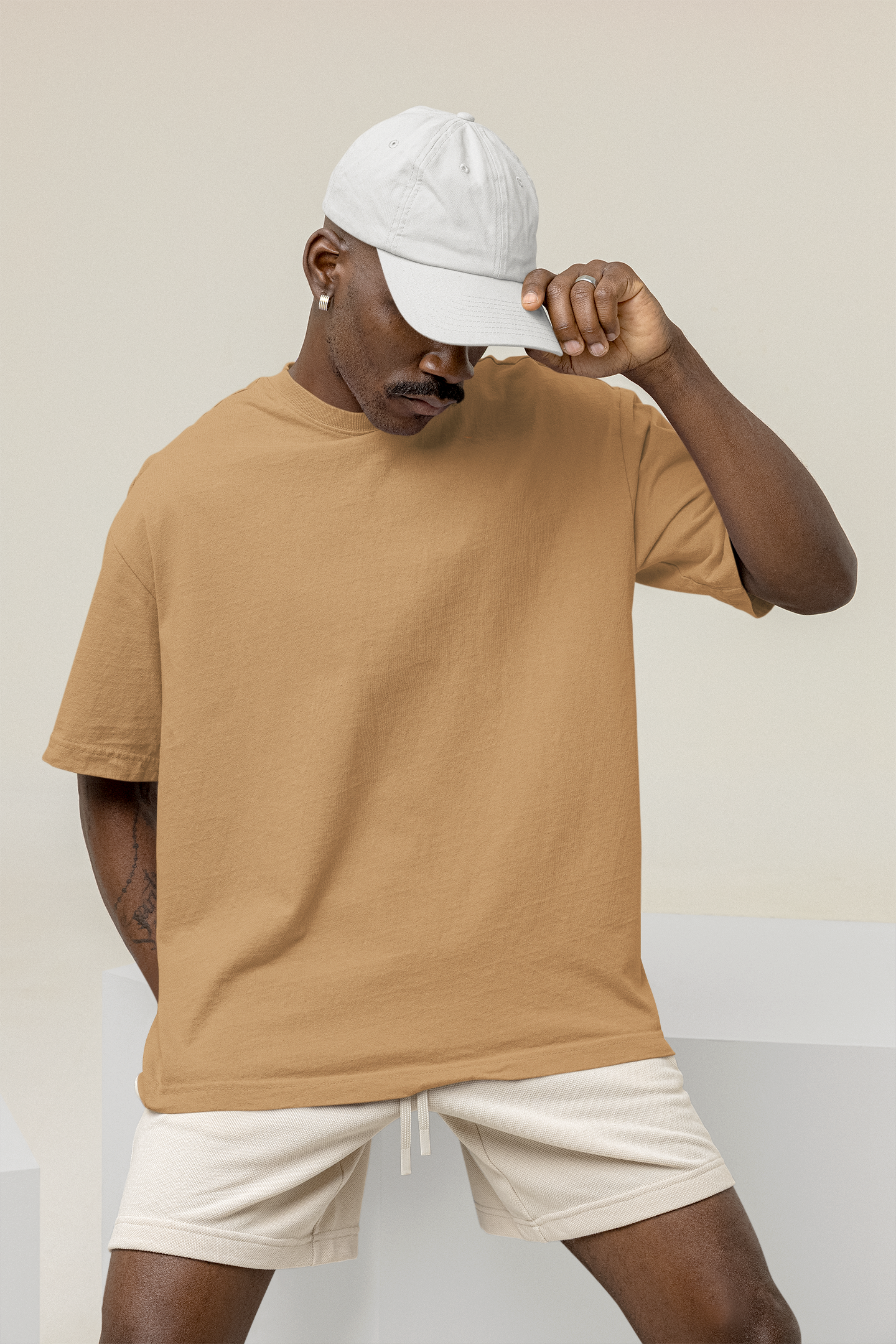 Men's Beige Oversized T-shirt
