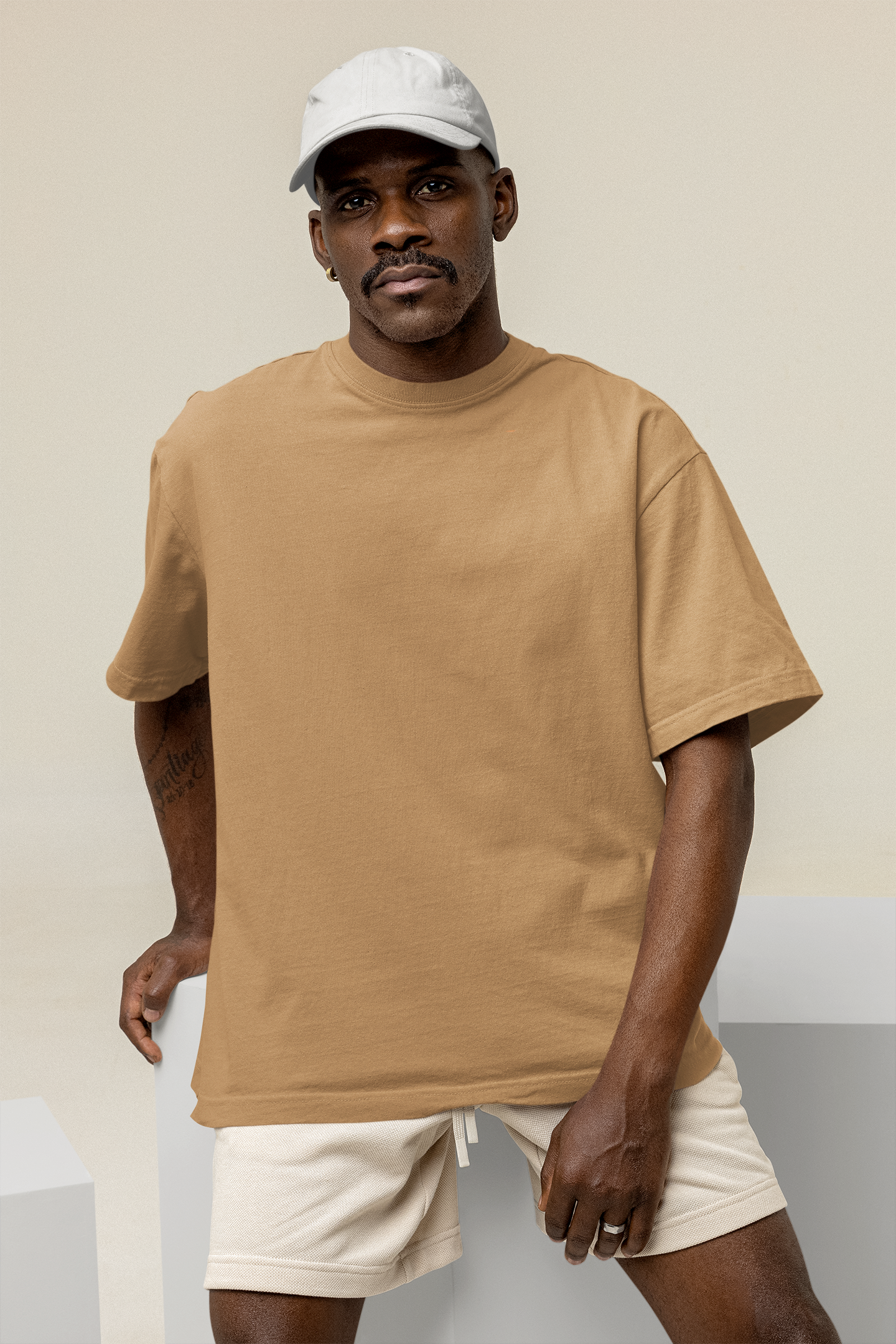 Men's Beige Oversized T-shirt