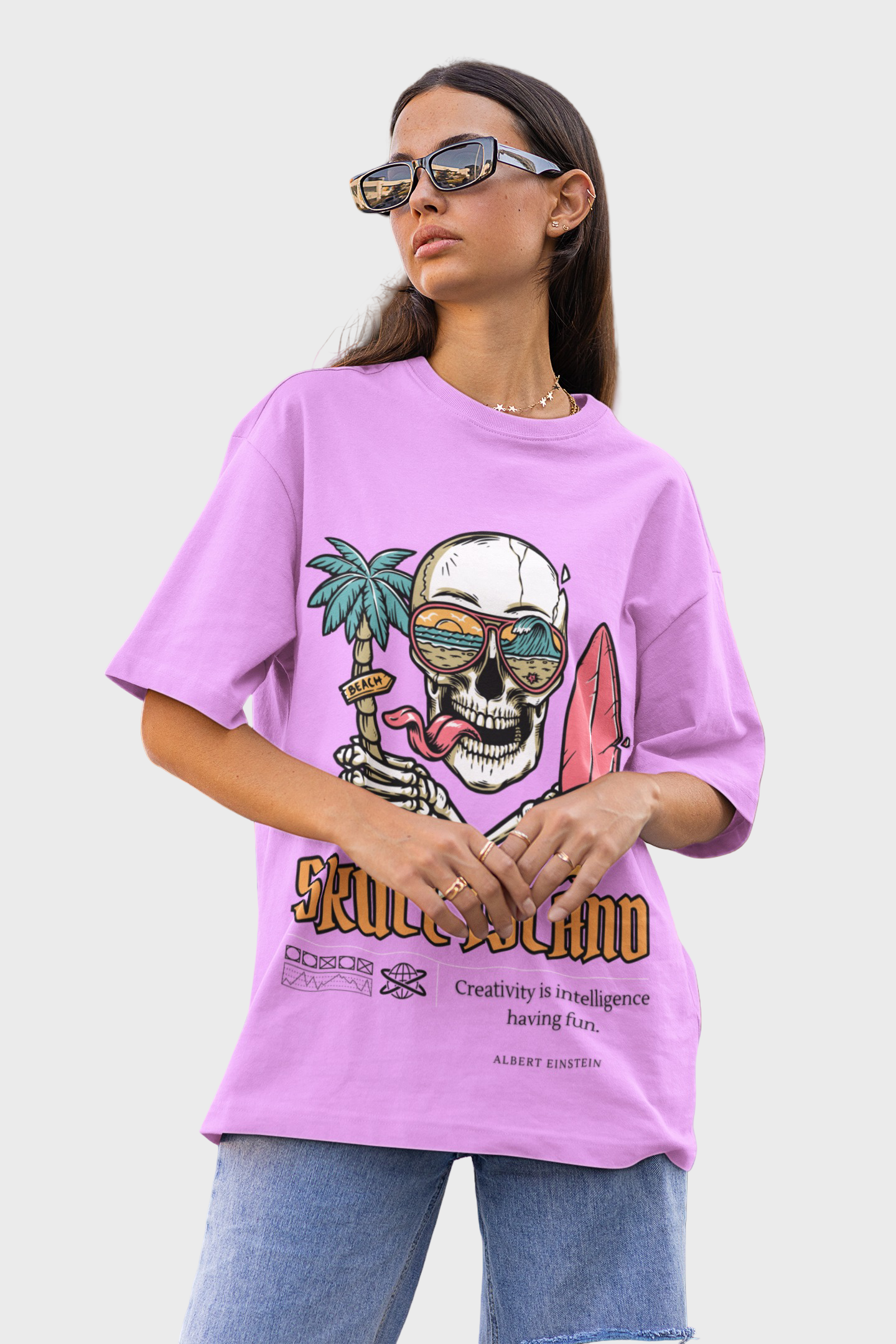 Skull Lavender Oversized T-shirts