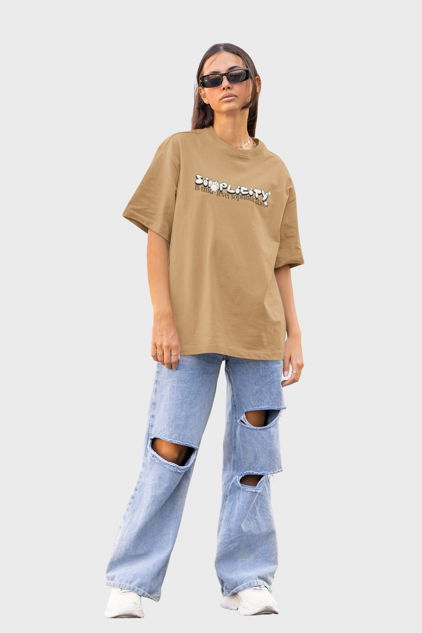 Simplicity Beige oversized T-shirts