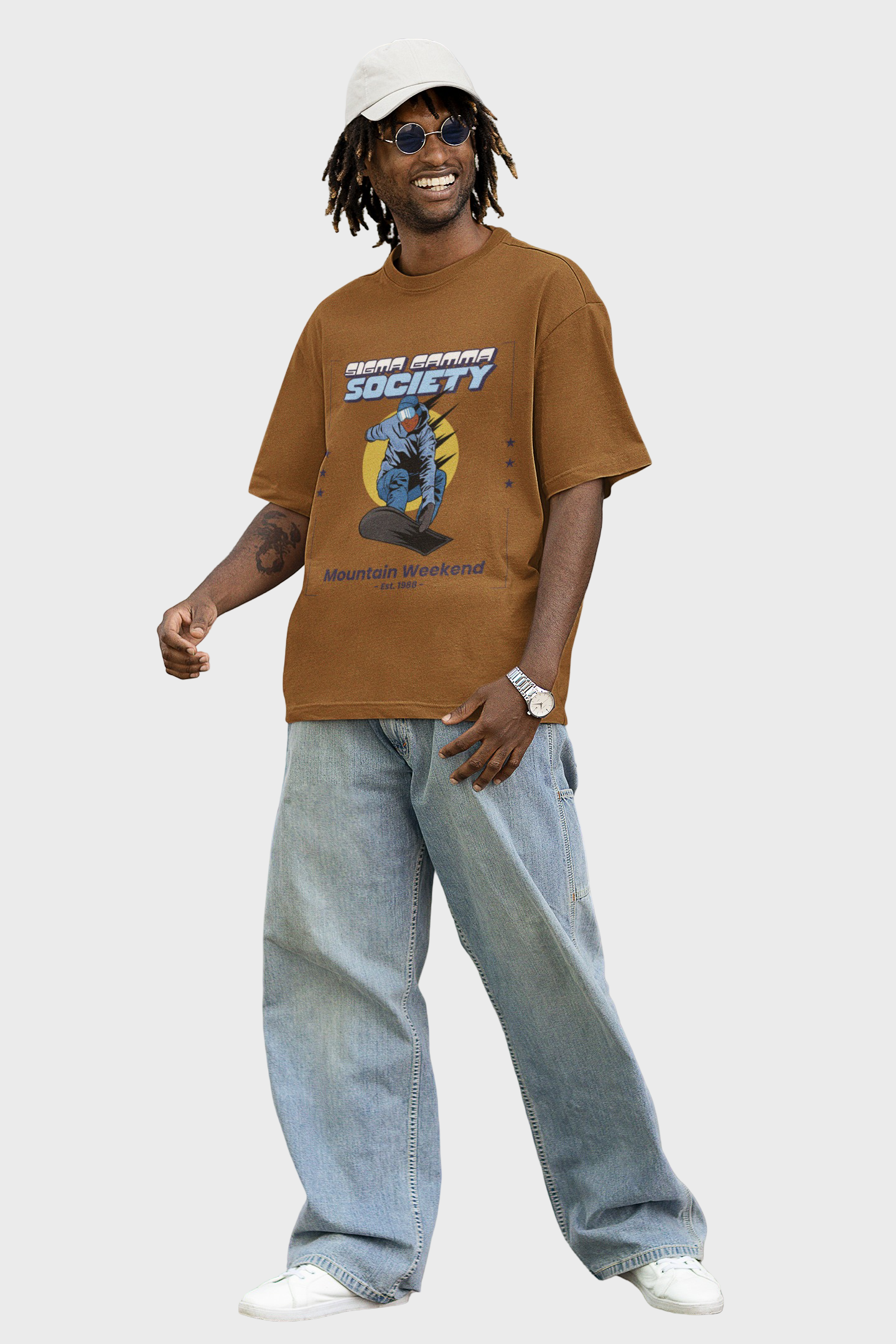 Society Brown oversized T-shirts