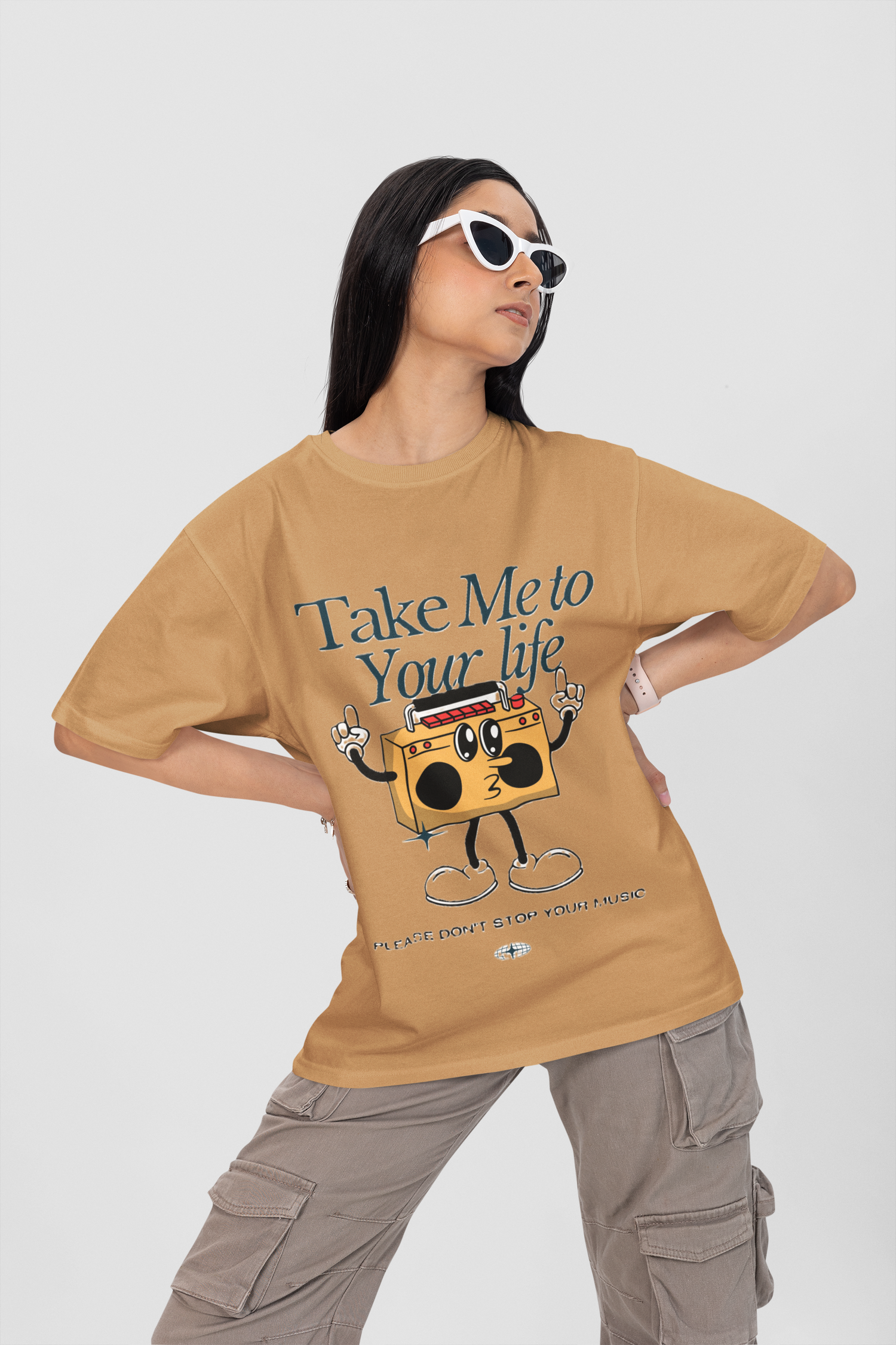 Life Beige oversized T-shirts