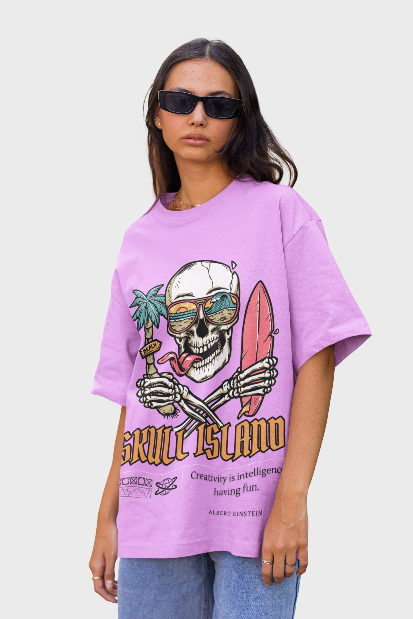 Skull Lavender Oversized T-shirts