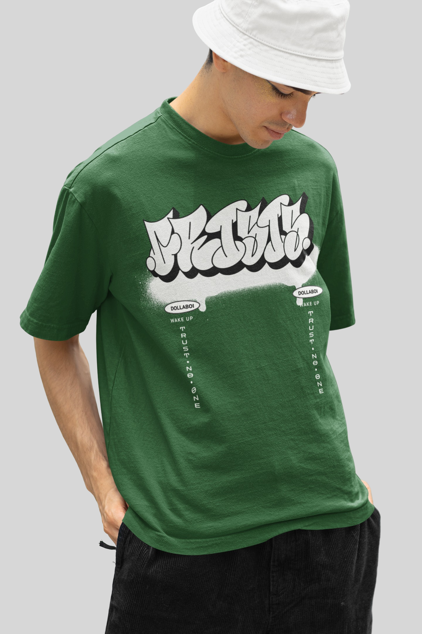 Dollaboi Bottle green oversized T-shirts
